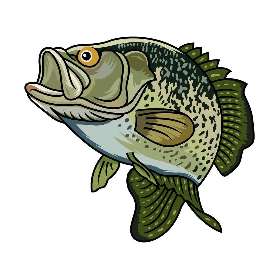 crappie fish jumping fishing illustration logo vector