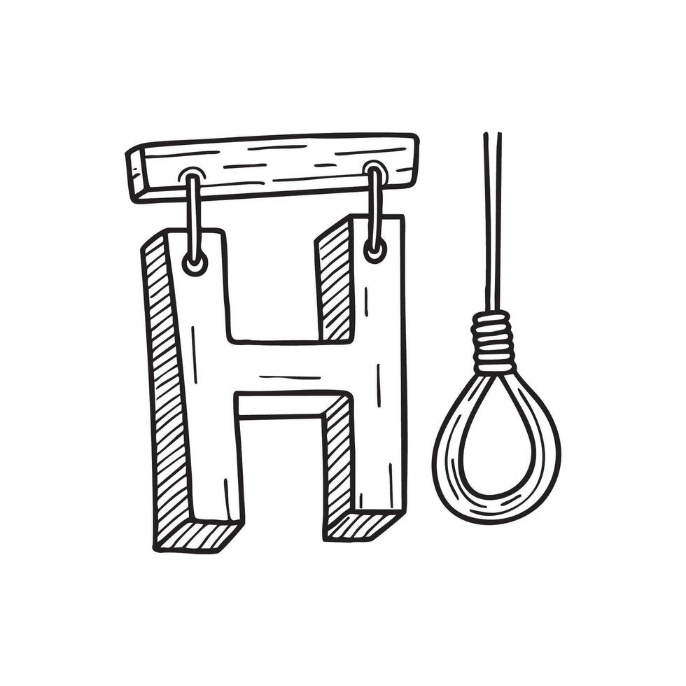 An illustration of letter H beside Hang vector