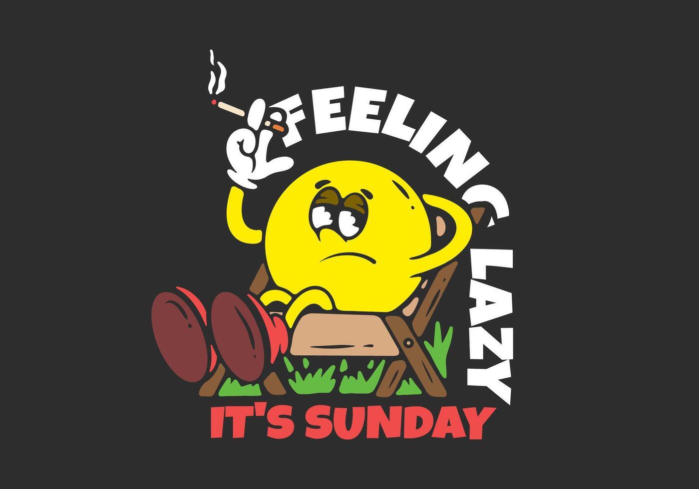 Feeling lazy. Ball head character relax on the chair illustration vector