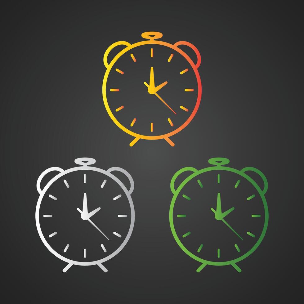 Clock colorful icons, symbols, modern signs, linear pictograms vector