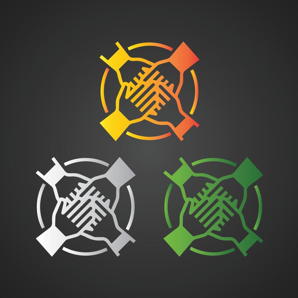 Participation in colorful icons, symbols, modern signs, linear pictograms vector