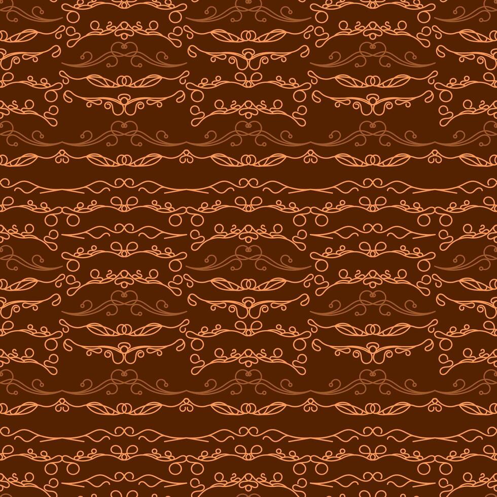a seamless pattern on a brown background and filled with ornaments of high artistic value. Suitable for application to fabric, paper, background images, etc vector