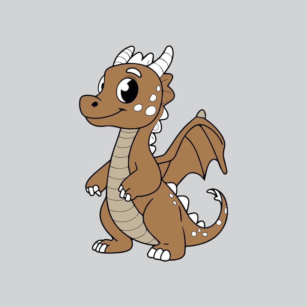 cartoon drawing of a dragon vector