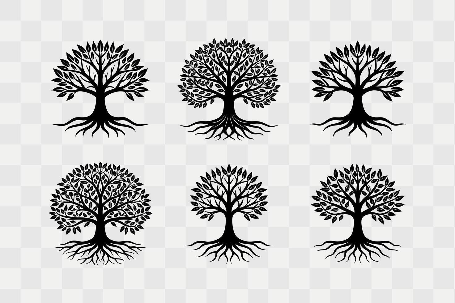 Tree deep roots silhouette design vector