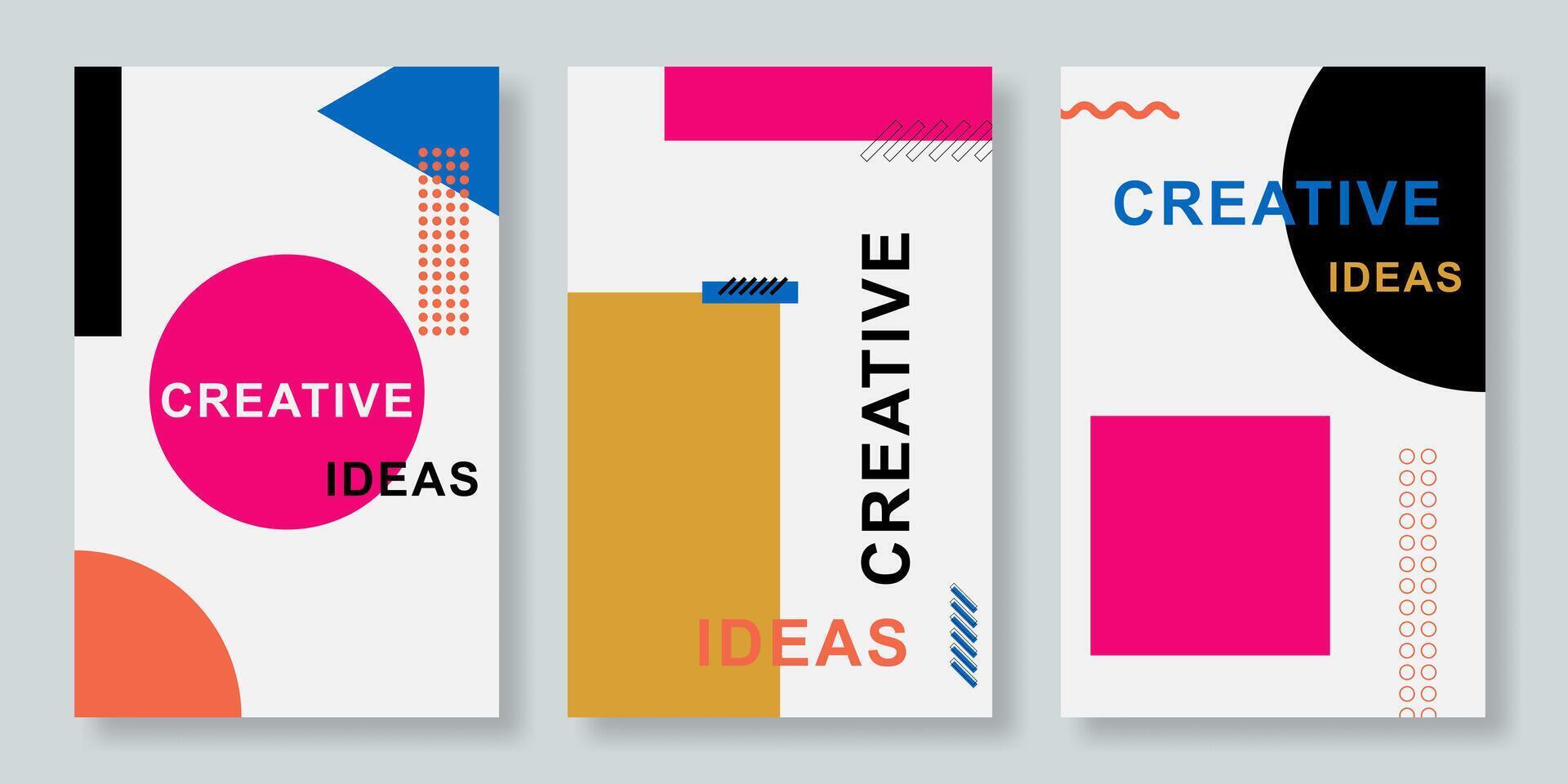 Set of memphis design. Minimal cover and poster. Colorful modern abstract vector