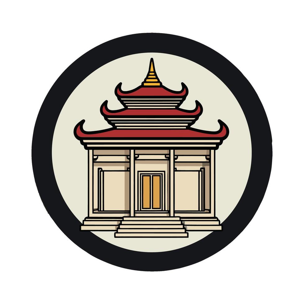 A chinese temple in a round shape vector
