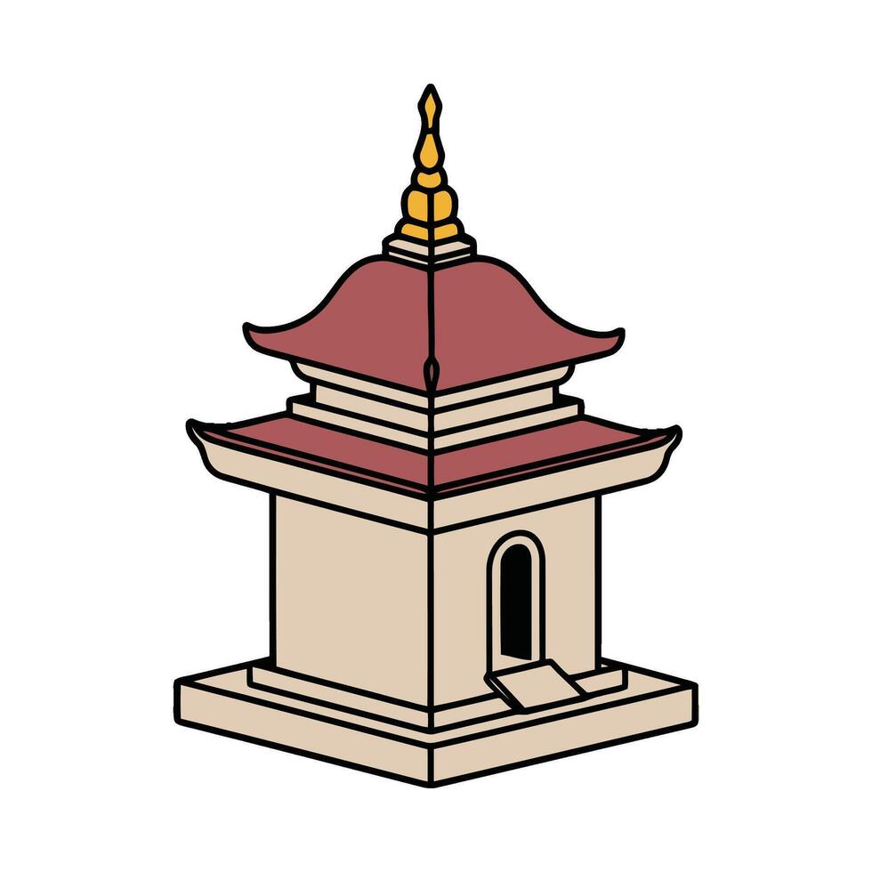 A small temple with a roof on top vector