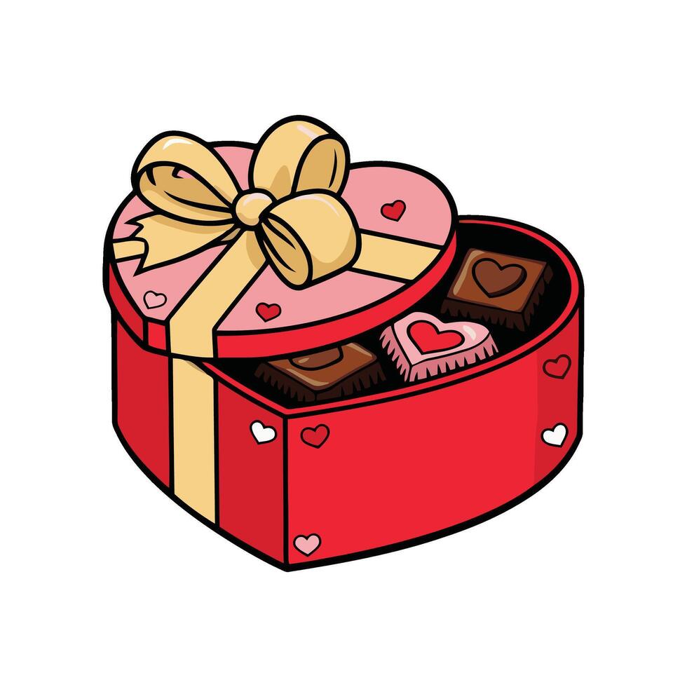 Valentine's day gift box with chocolates vector