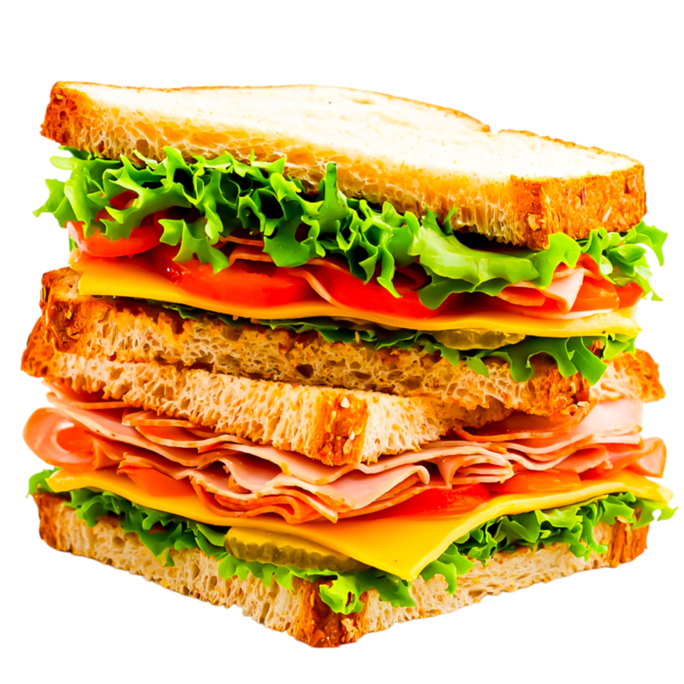 Freshly Prepared Multi-Layered Sandwich with Vegetables and