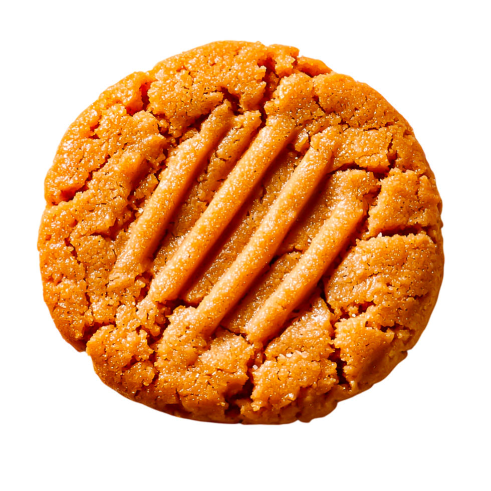 Freshly Baked Peanut Butter Cookie with Perfect Texture Lines png