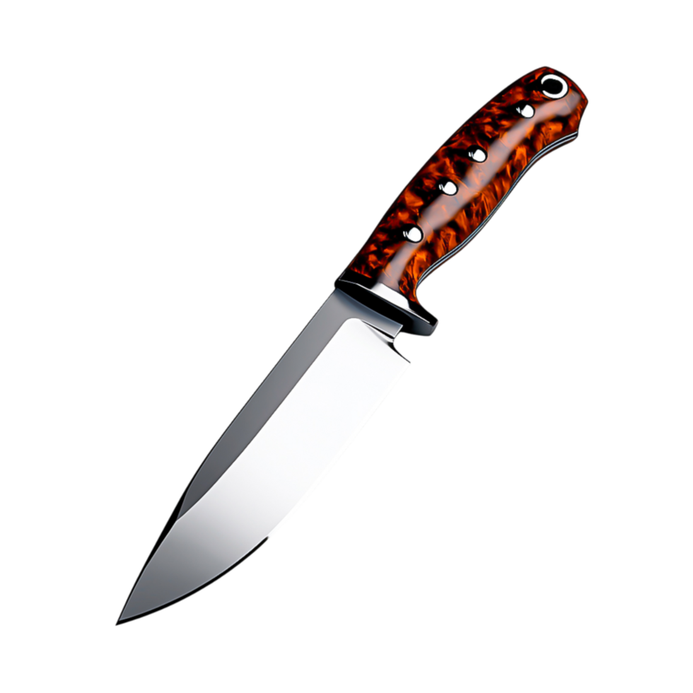 High-Quality Hunting Knife with a Beautiful Wooden Handle Design png