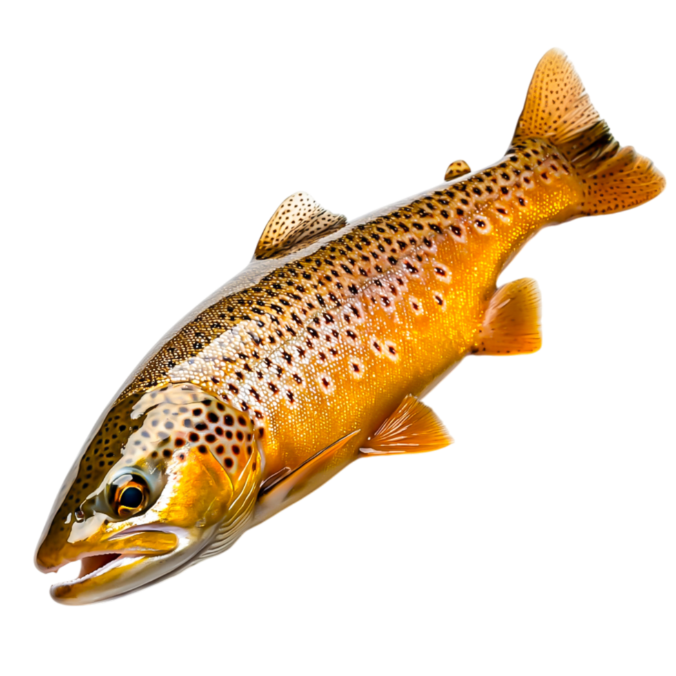 Realistic Brown Trout Fish with Distinctive Spotting and Coloration png