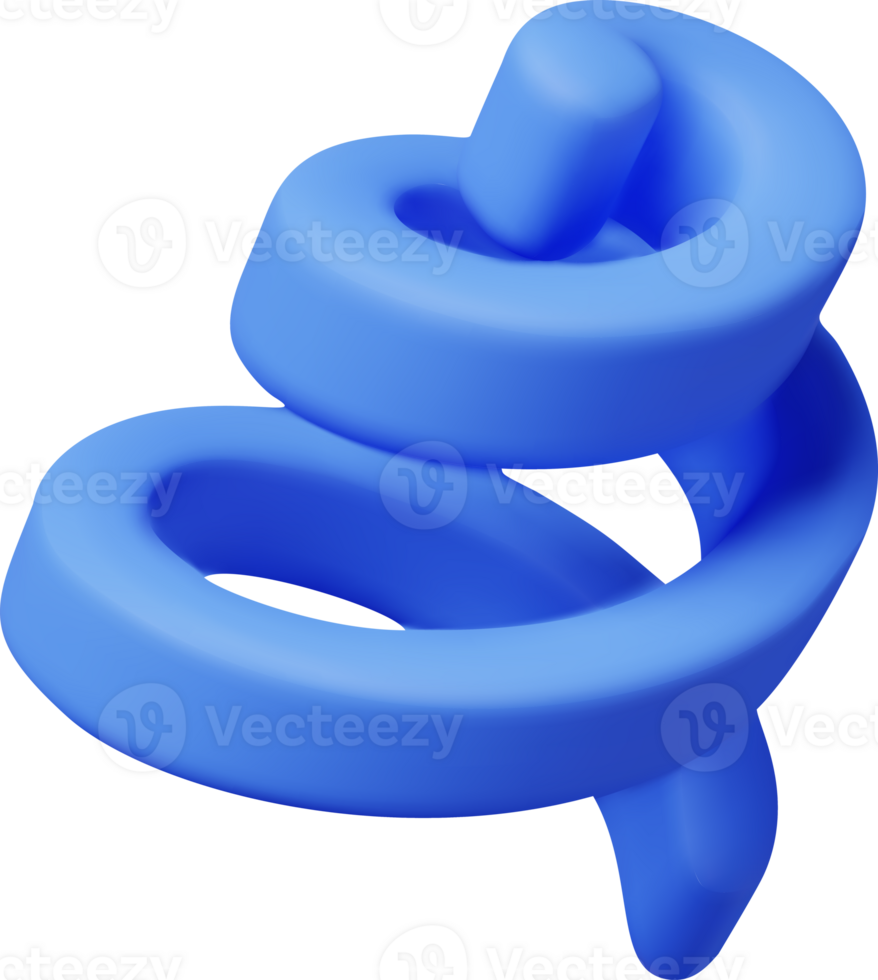 3d spiral confetti, colorful serpentine blue ribbon png