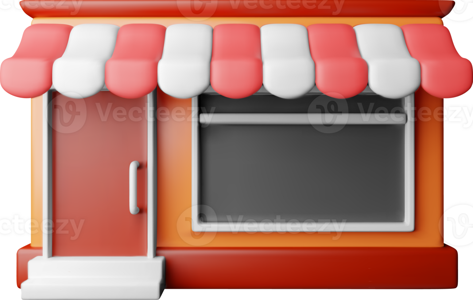3d empty store front shop with window and door. png