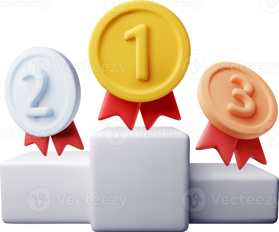 3d medals on podium png