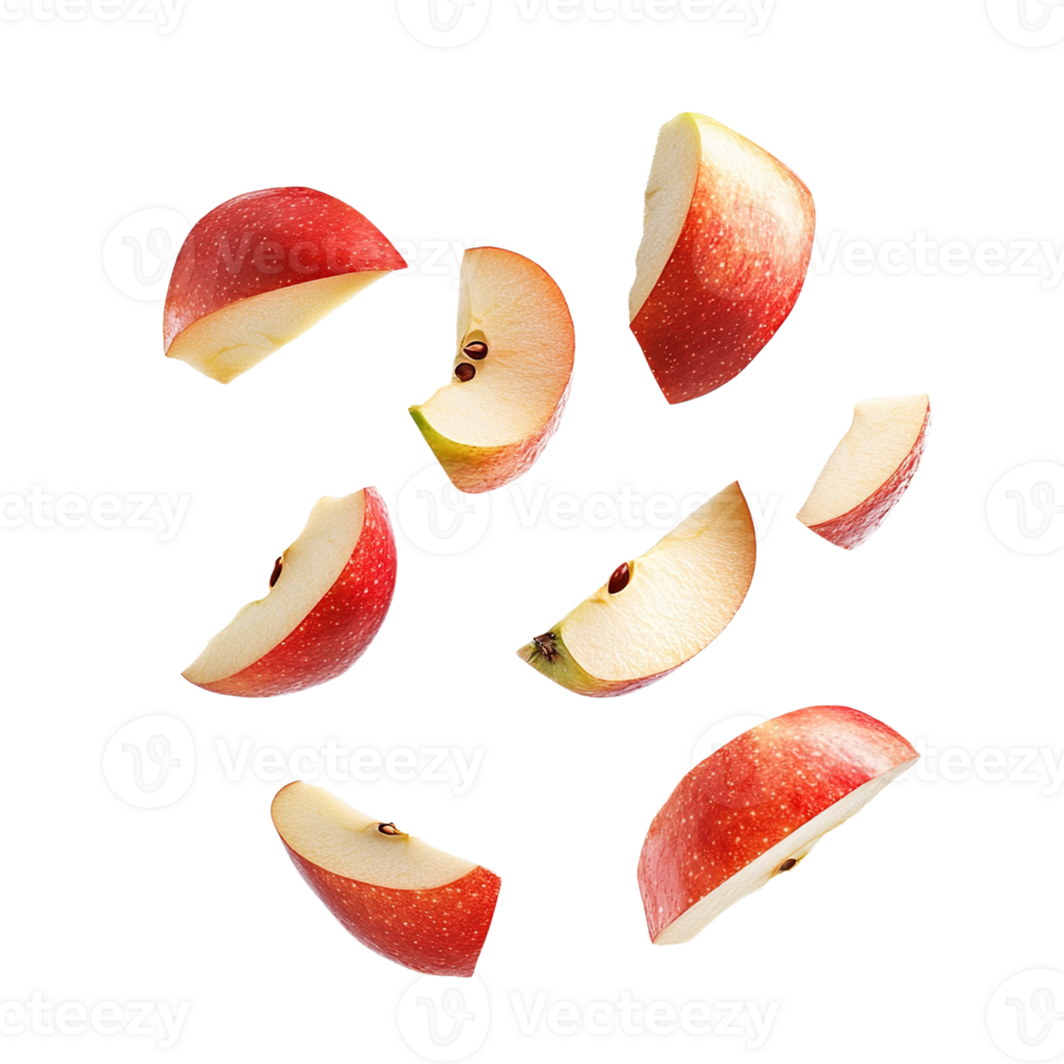 Floating Red Apple Slices png