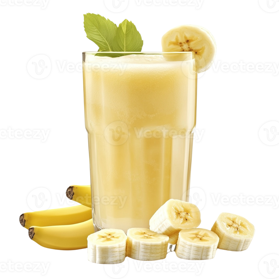 Refreshing Banana Smoothie with Mint Garnish png