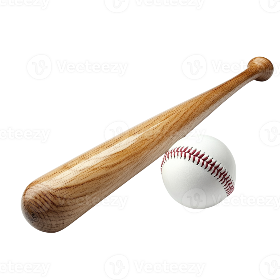 Wooden Baseball Bat and Ball on Transparent Background png