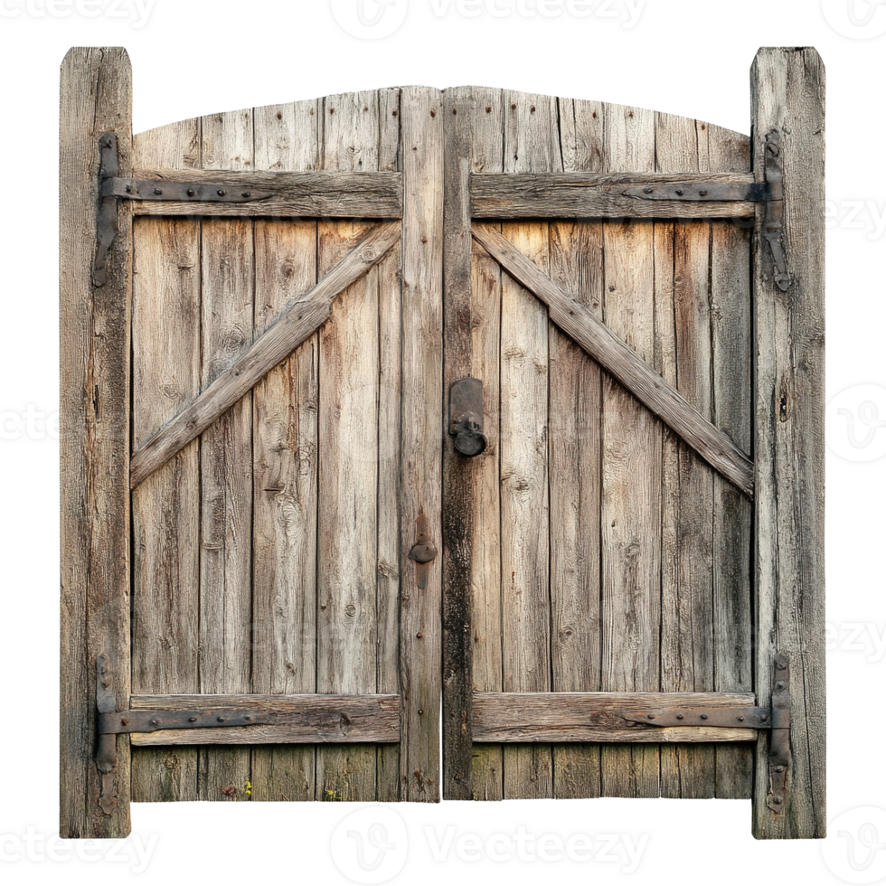 Rustic Wooden Gate with Weathered Appearance png