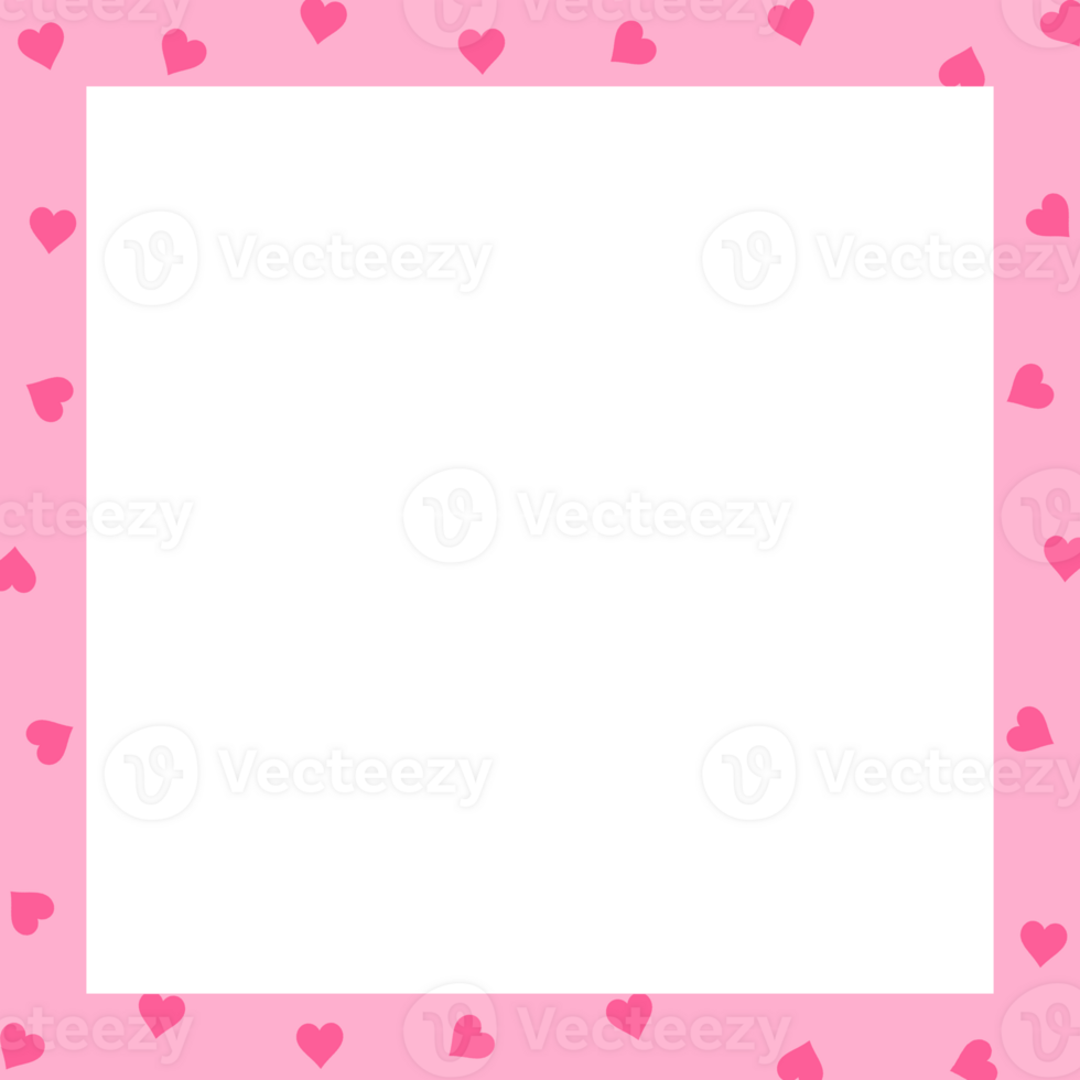 Valentine square frame. Heart patterns on pink frame png