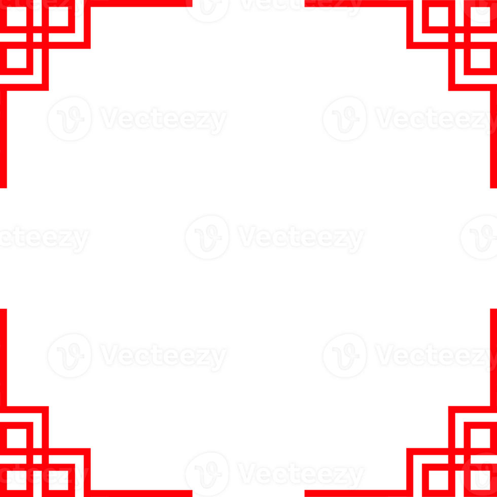 Chinese frame. Asian corner style. Chinese new years square frame png