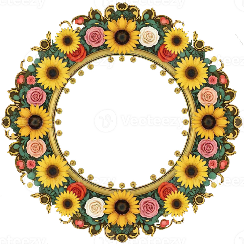 Sunflower wreath frame png