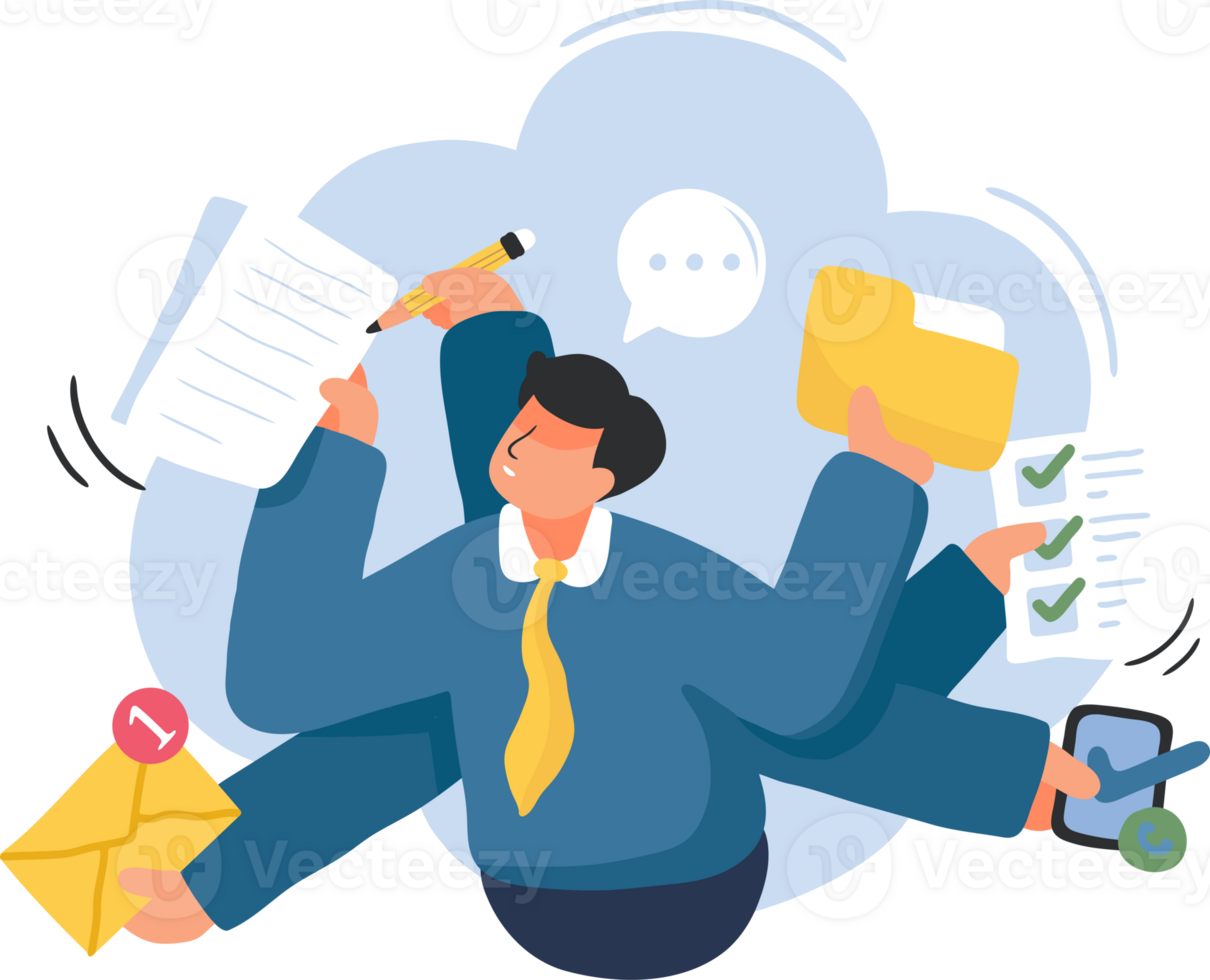 Task Management and Multitasking, professional multitasks with confidence Illustration png