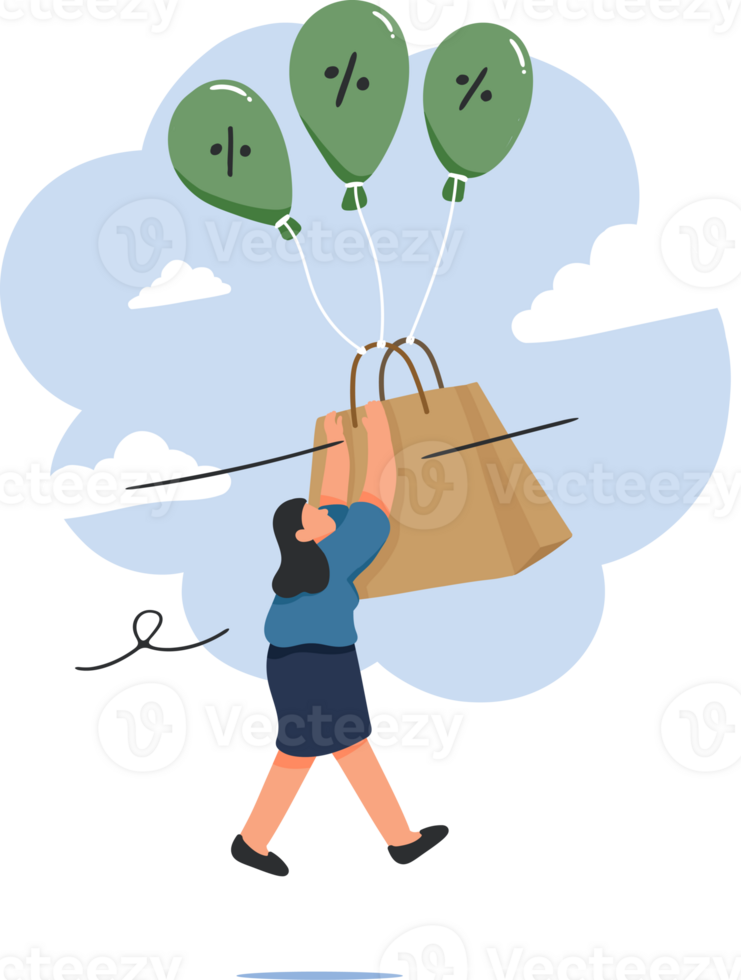 Shopping Inflation Illustration. Rising Prices and Consumerism Concept png
