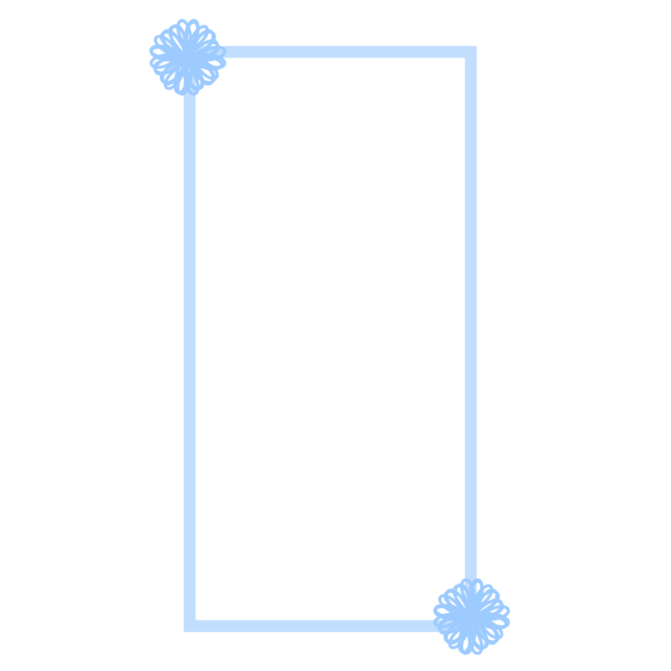 A blue rectangle frame with a flower pattern png