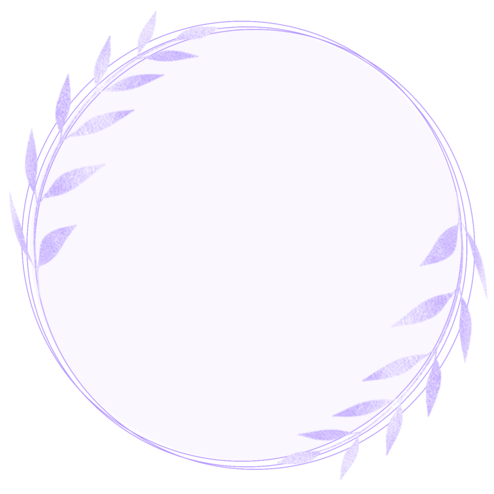 A purple circle frame with leaves around it png
