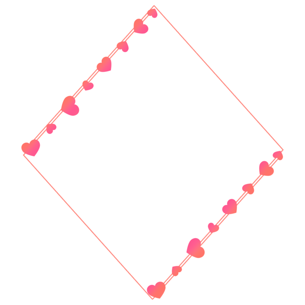 Pink diamond frame with hearts png