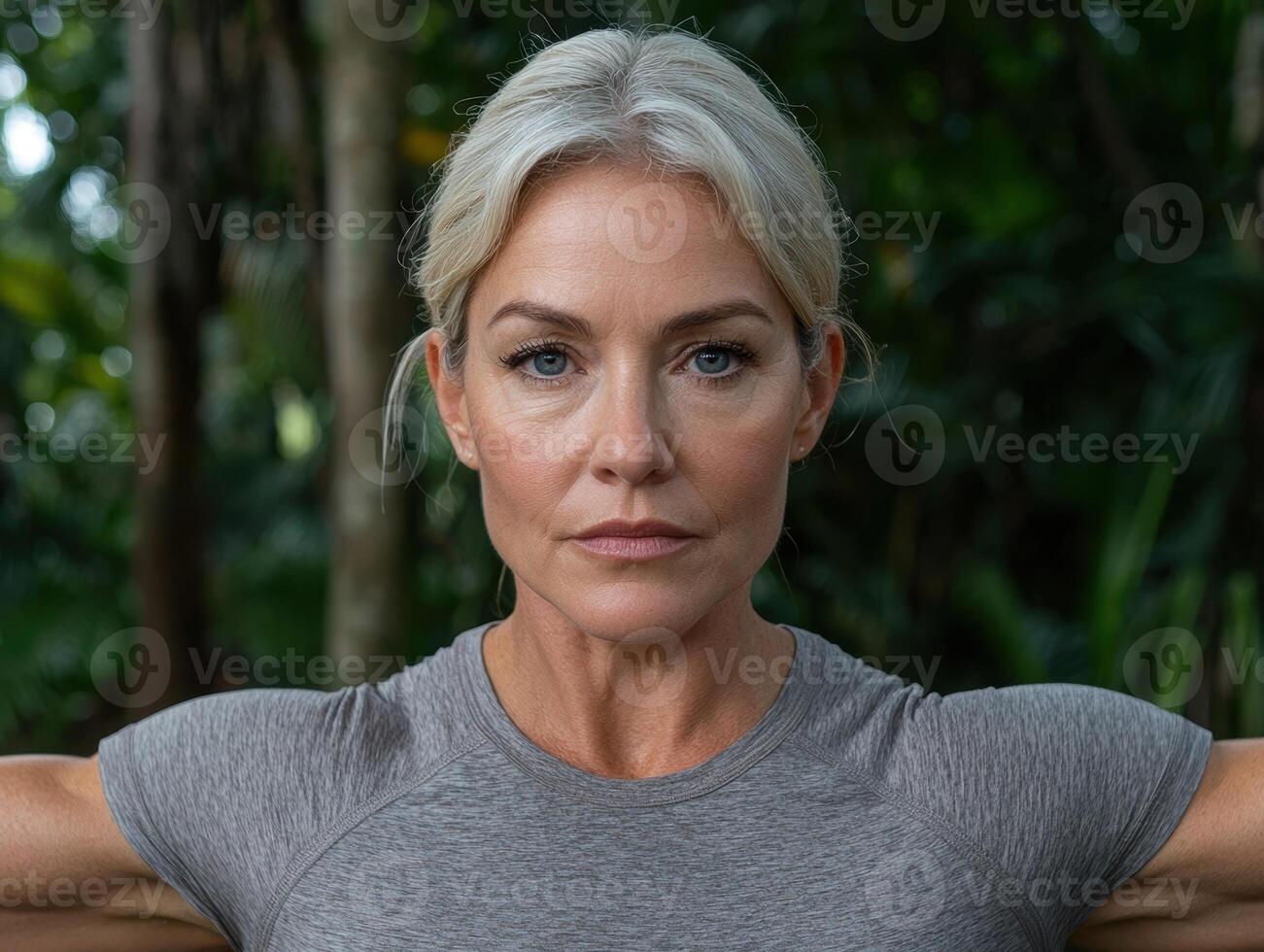 Confident mature woman in sportswear outdoors photo