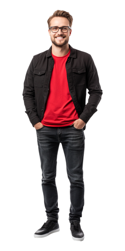A man in glasses and a red shirt png