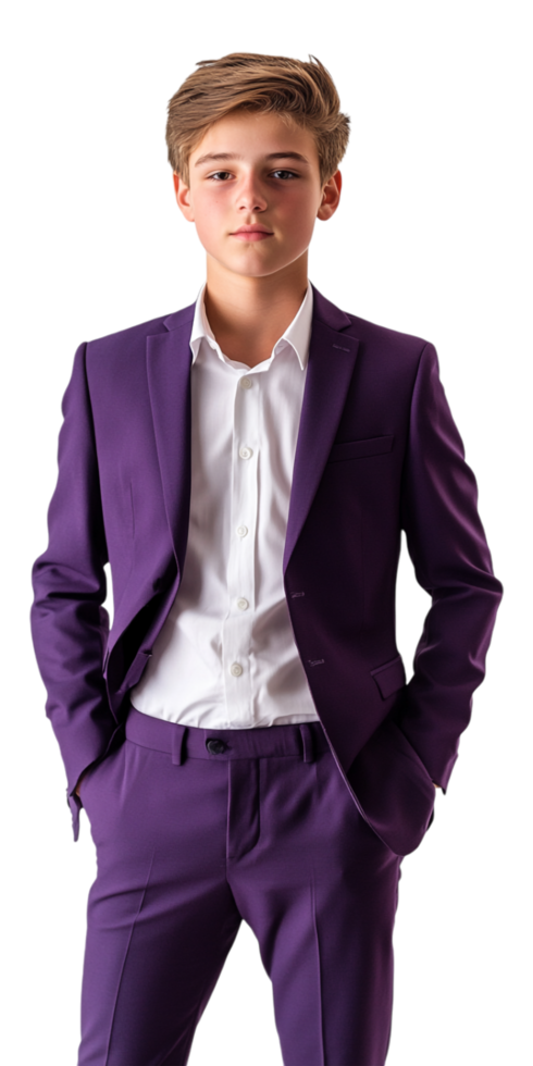 A young man in a purple suit png