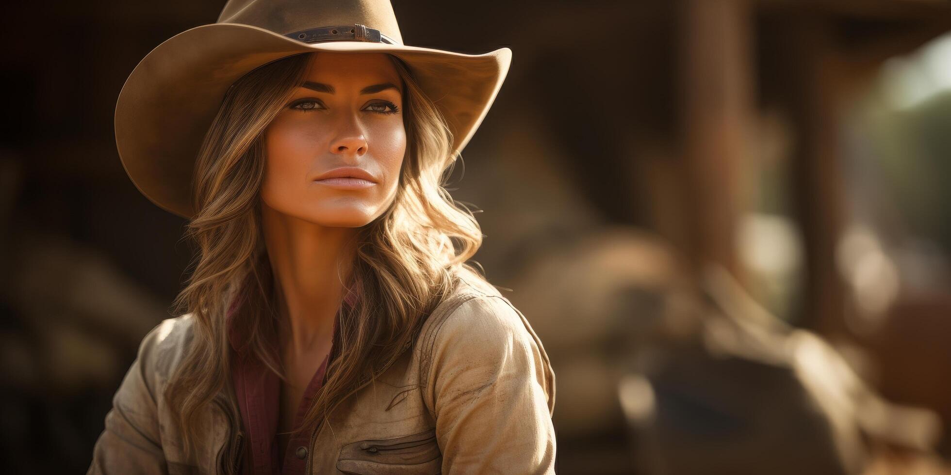 Confident woman in cowboy hat photo