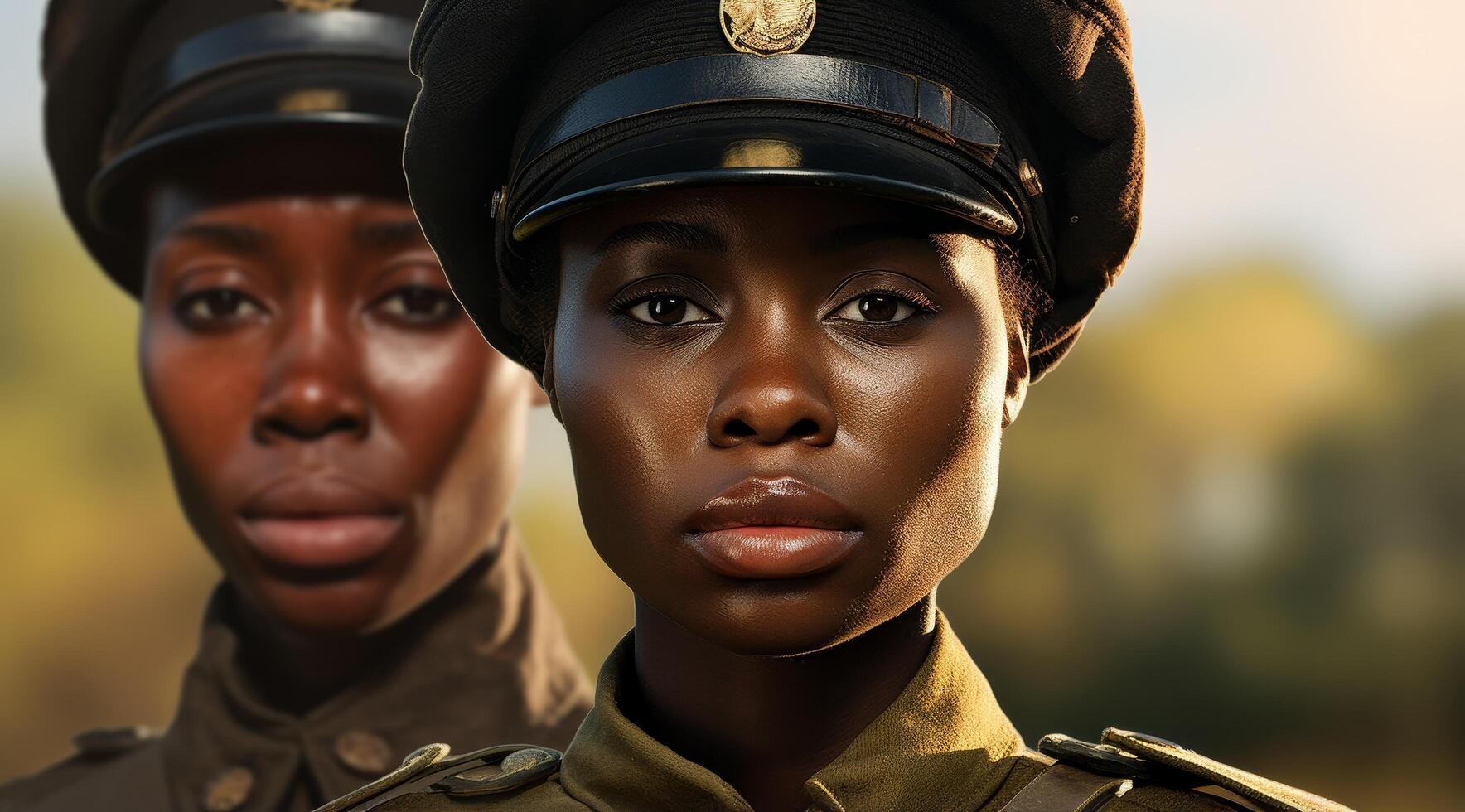 Powerful african female military officer in uniform photo