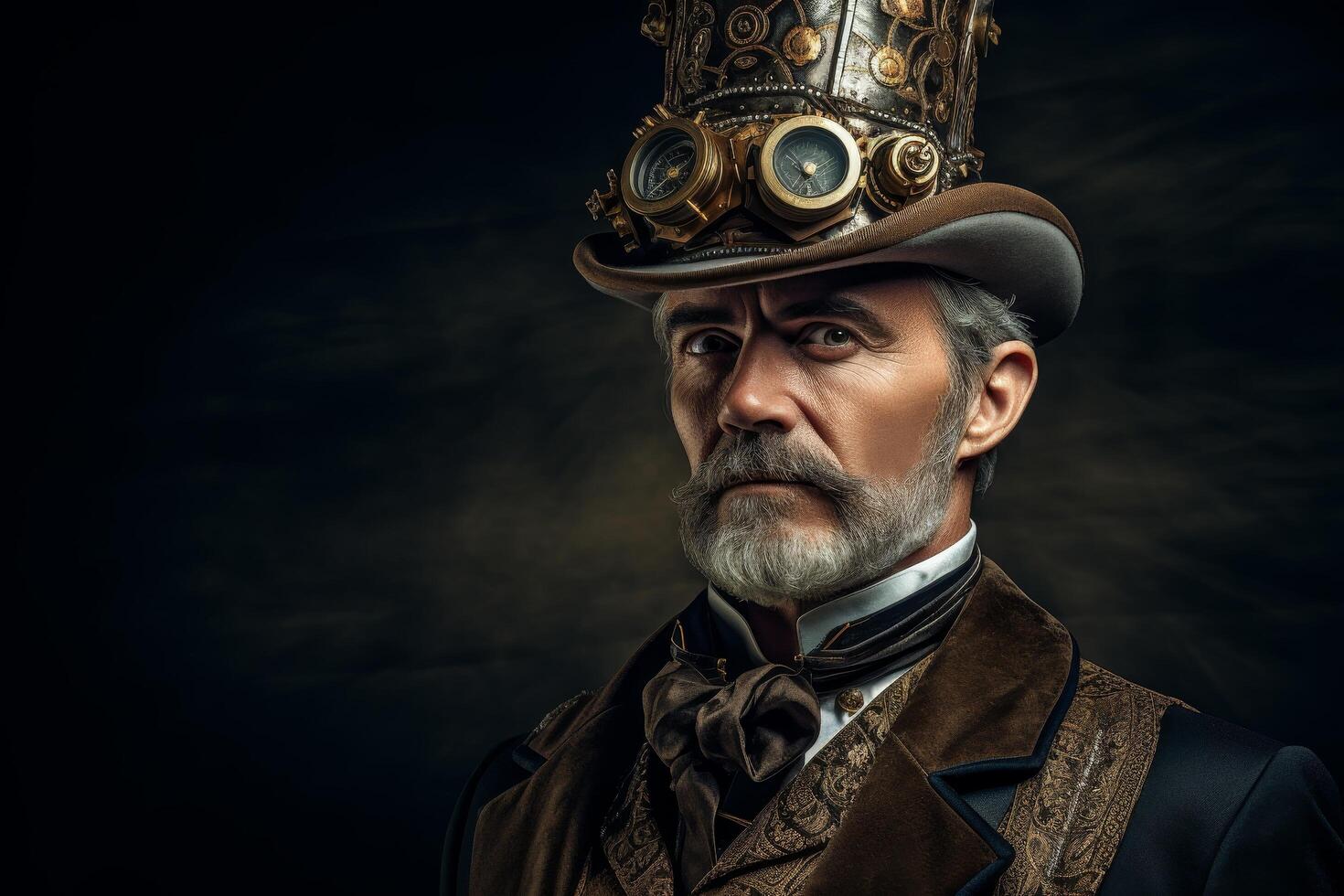 Steampunk gentleman with goggles and mustache photo