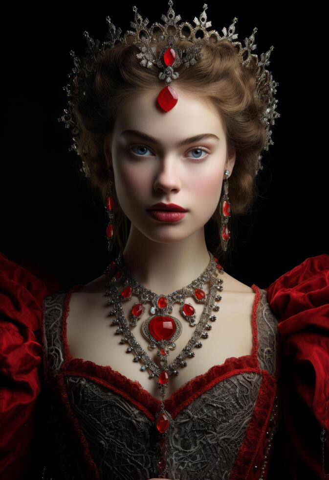 Regal beauty in red and black photo