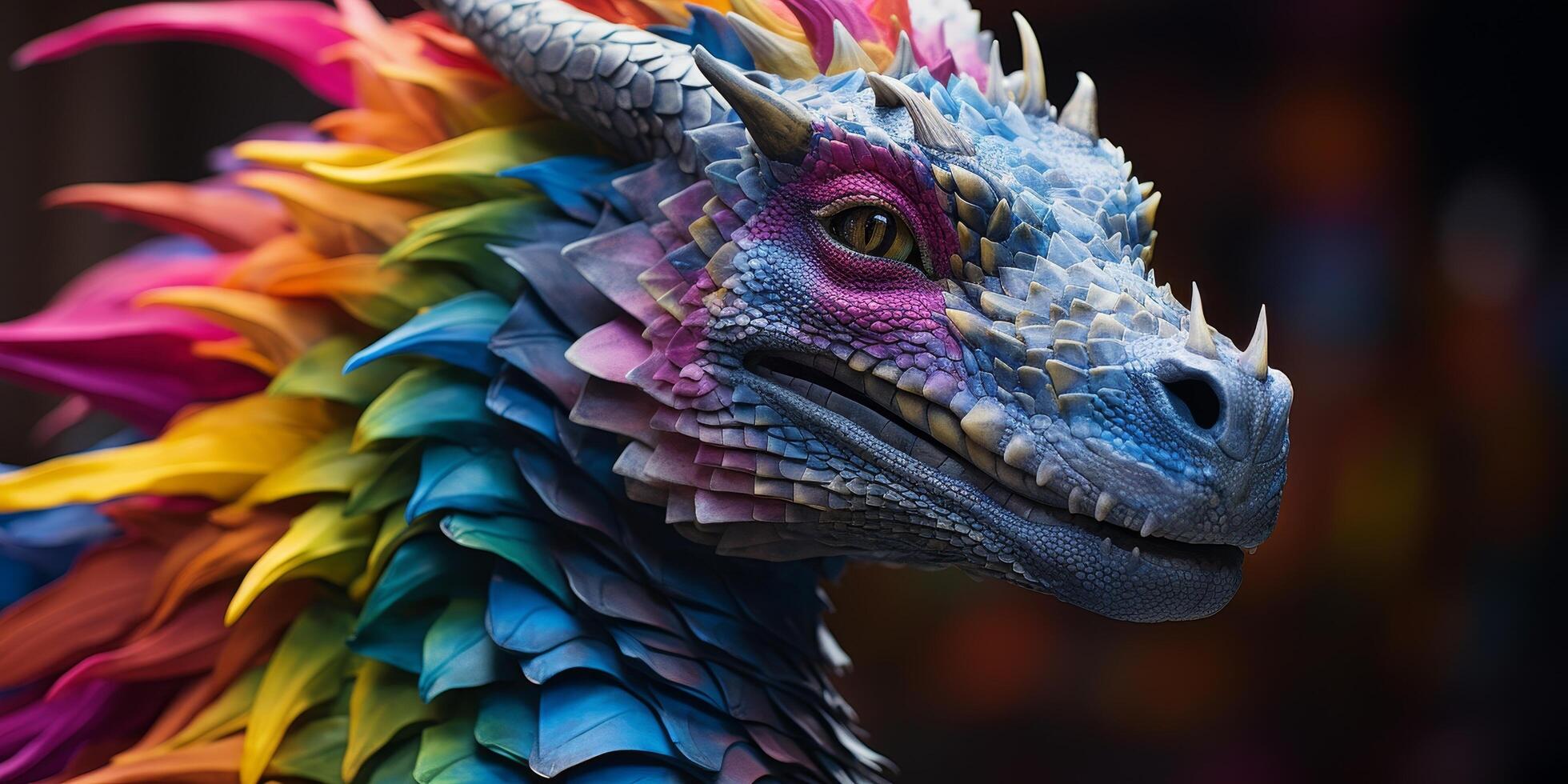 Vibrant fantasy dragon portrait photo