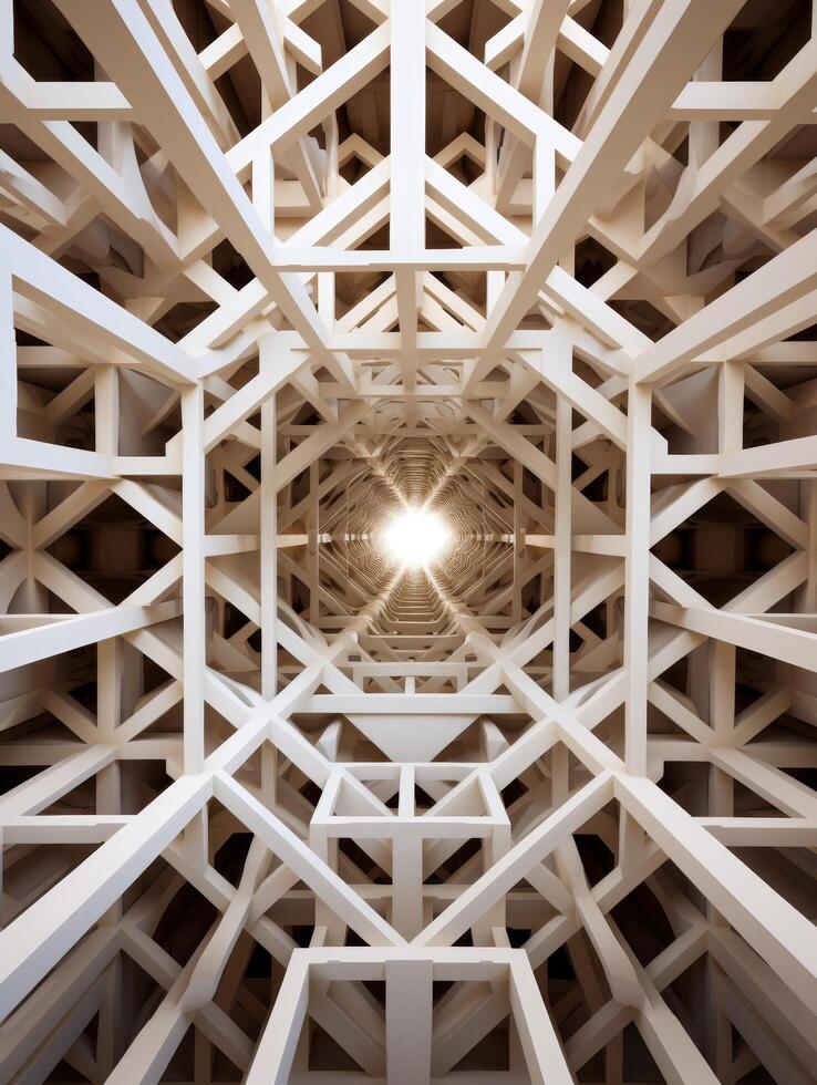 Intricate architectural structure with geometric patterns photo