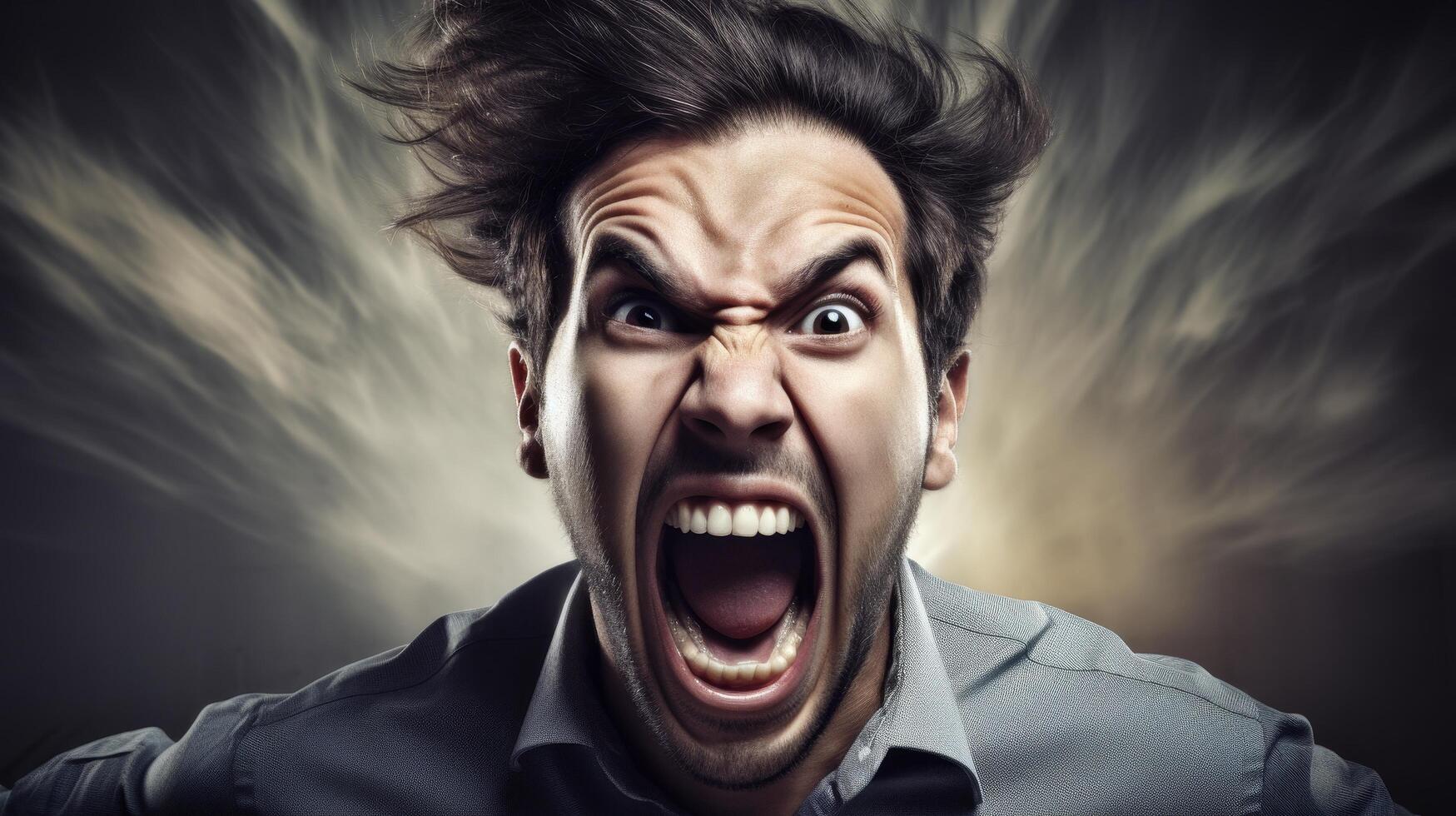 Angry businessman shouting with intense facial expression photo