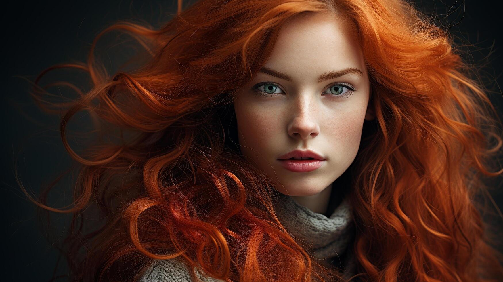 Captivating redhead with flowing locks photo