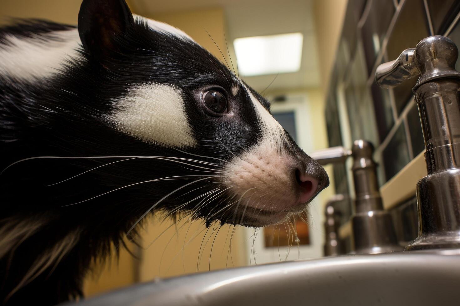 close up portrait of a curious black and white cat photo