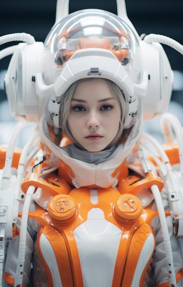 Astronaut in futuristic spacesuit photo
