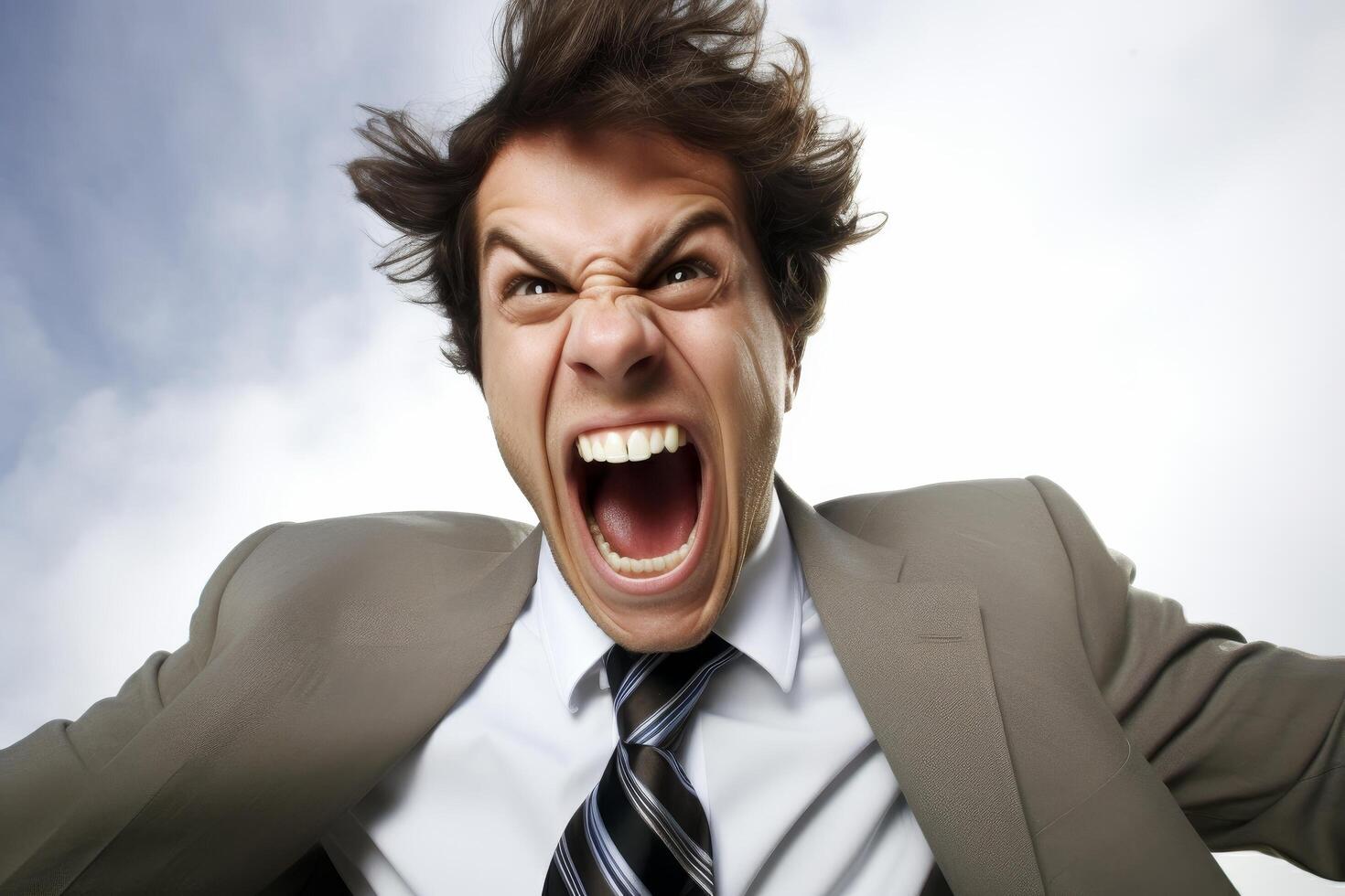Angry businessman shouting with intense expression photo