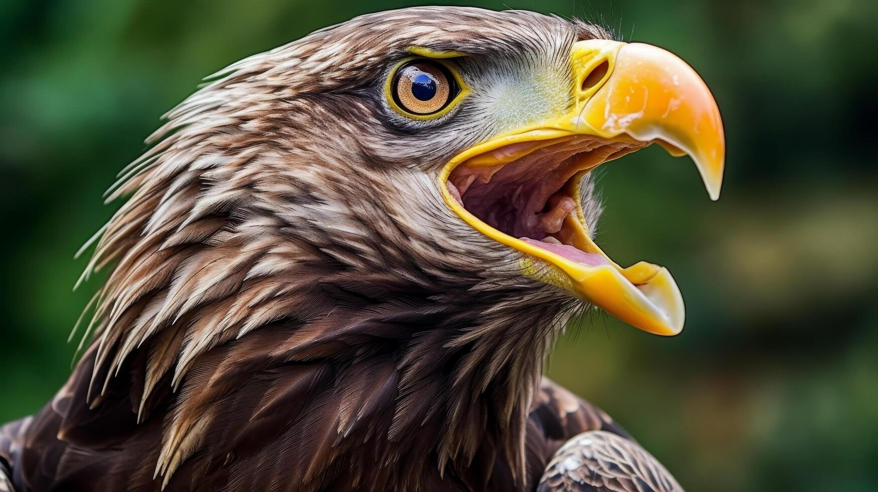 Majestic eagle with open beak photo