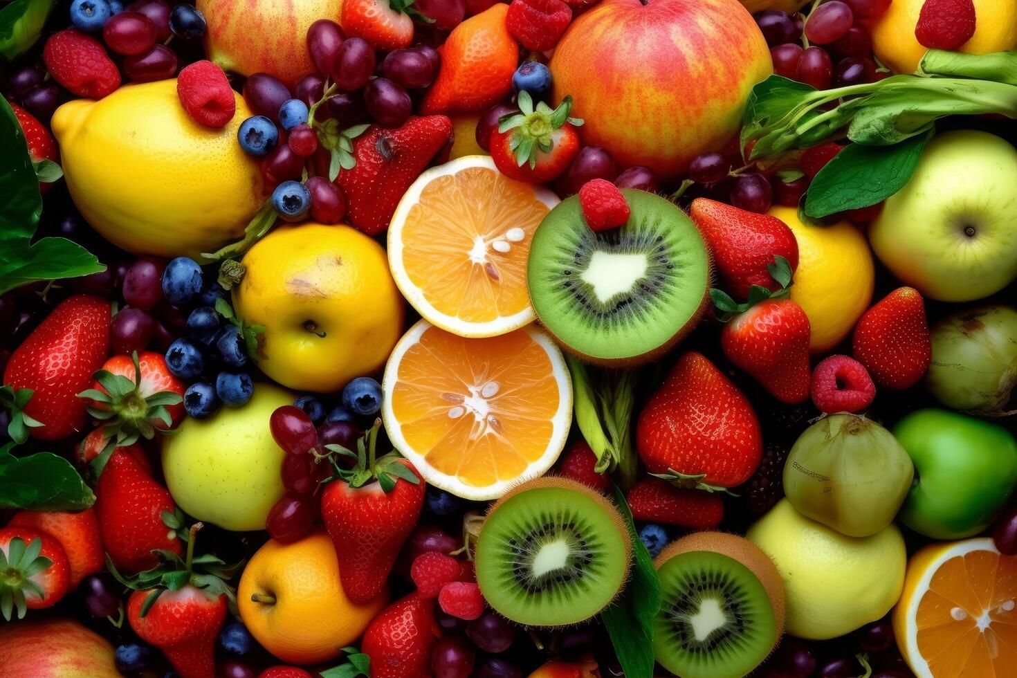 surtido de fresco, vistoso frutas foto