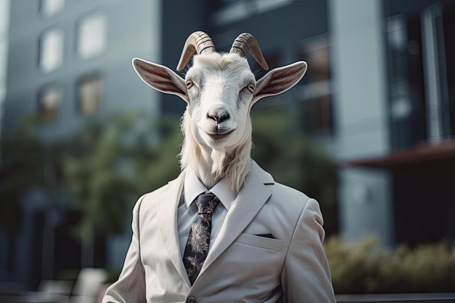 Serious businessman goat in suit photo