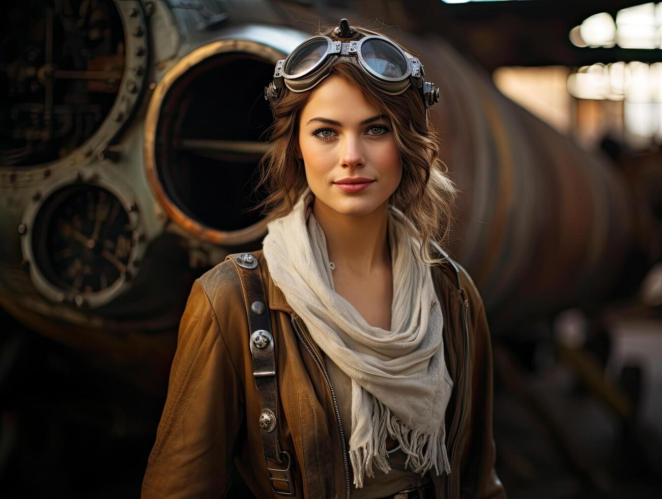 Adventurous woman in steampunk style outfit photo