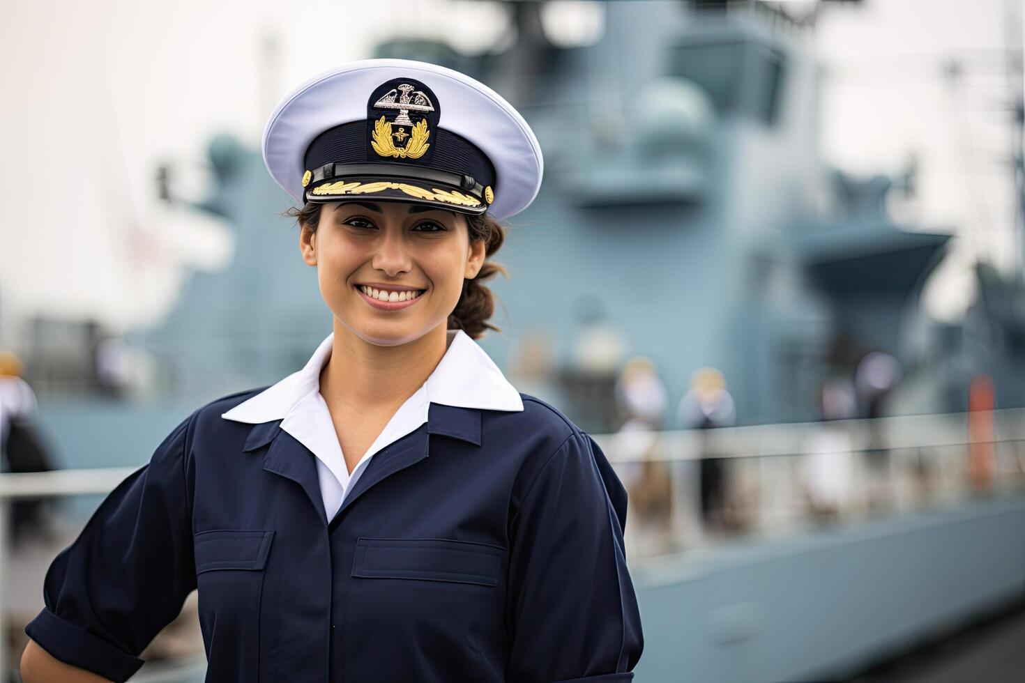 Smiling naval officer in uniform photo
